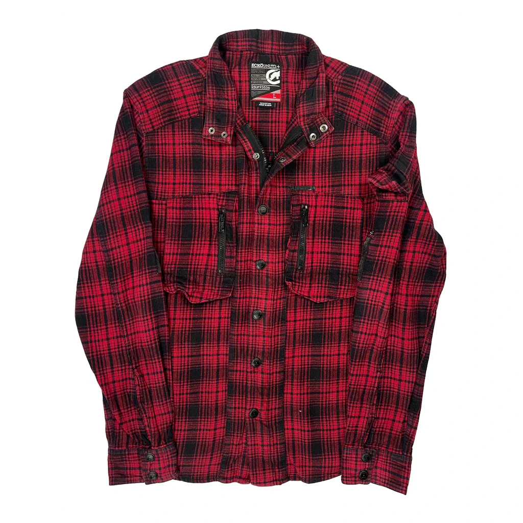 Ecko Unltd Checked Flannel Shirt - Large Red Cotton