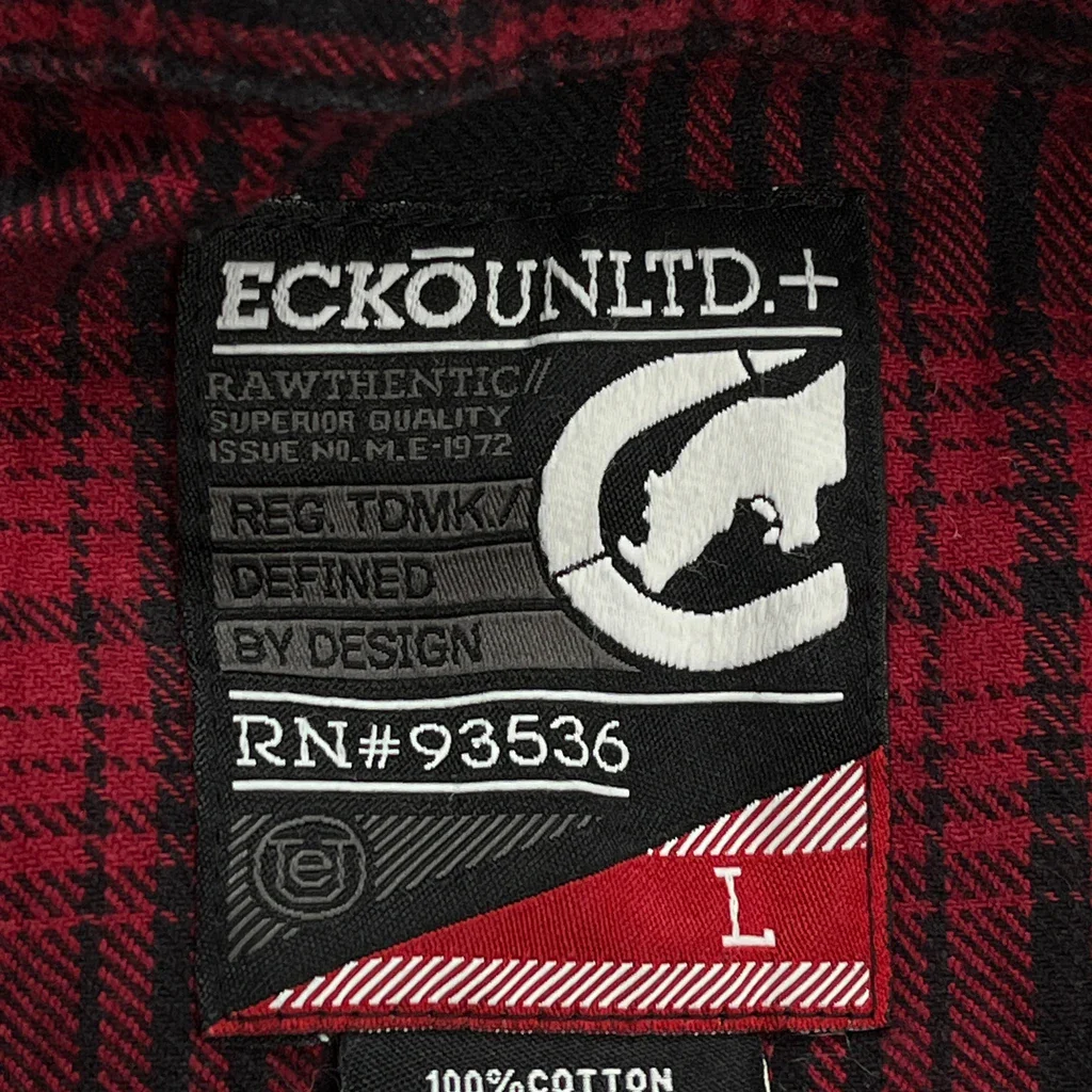 Ecko Unltd Checked Flannel Shirt - Large Red Cotton - Image 3