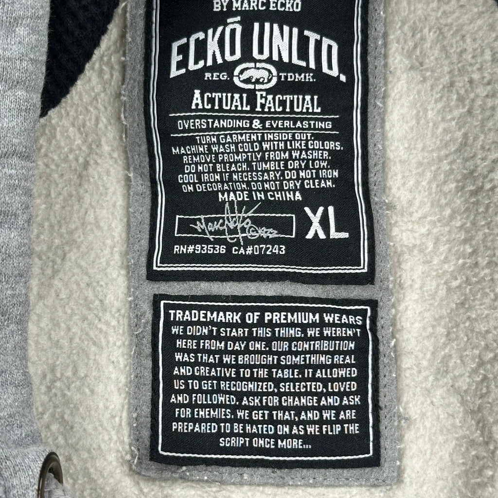 Ecko Unltd Spellout Hoodie - XL Grey Cotton - Image 3