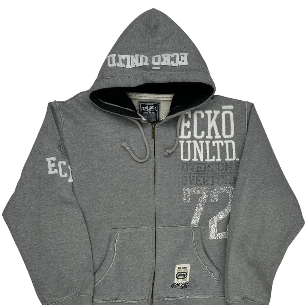 Ecko Unltd Spellout Hoodie - XL Grey Cotton - Image 4