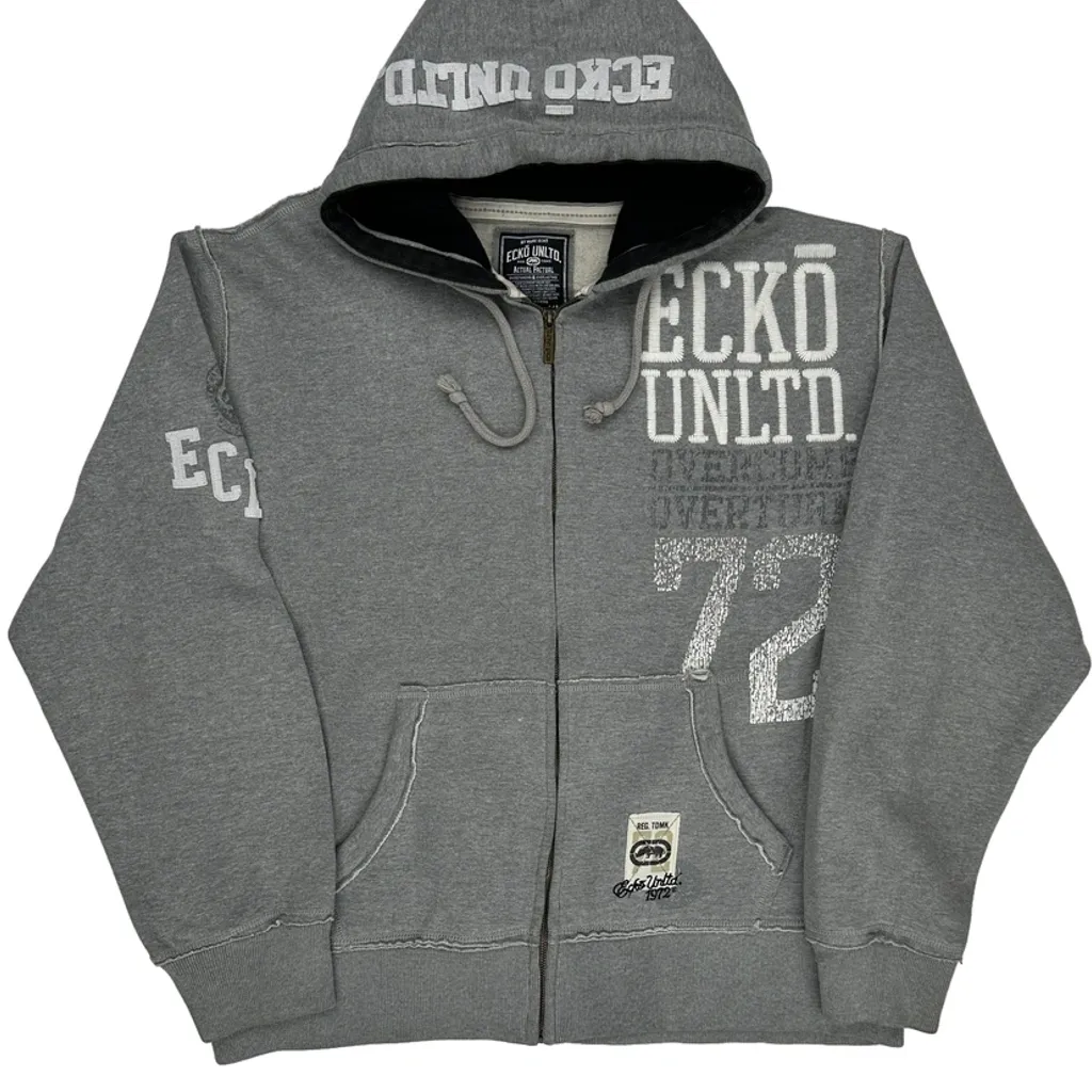 Ecko Unltd Spellout Hoodie - XL Grey Cotton - Image 5
