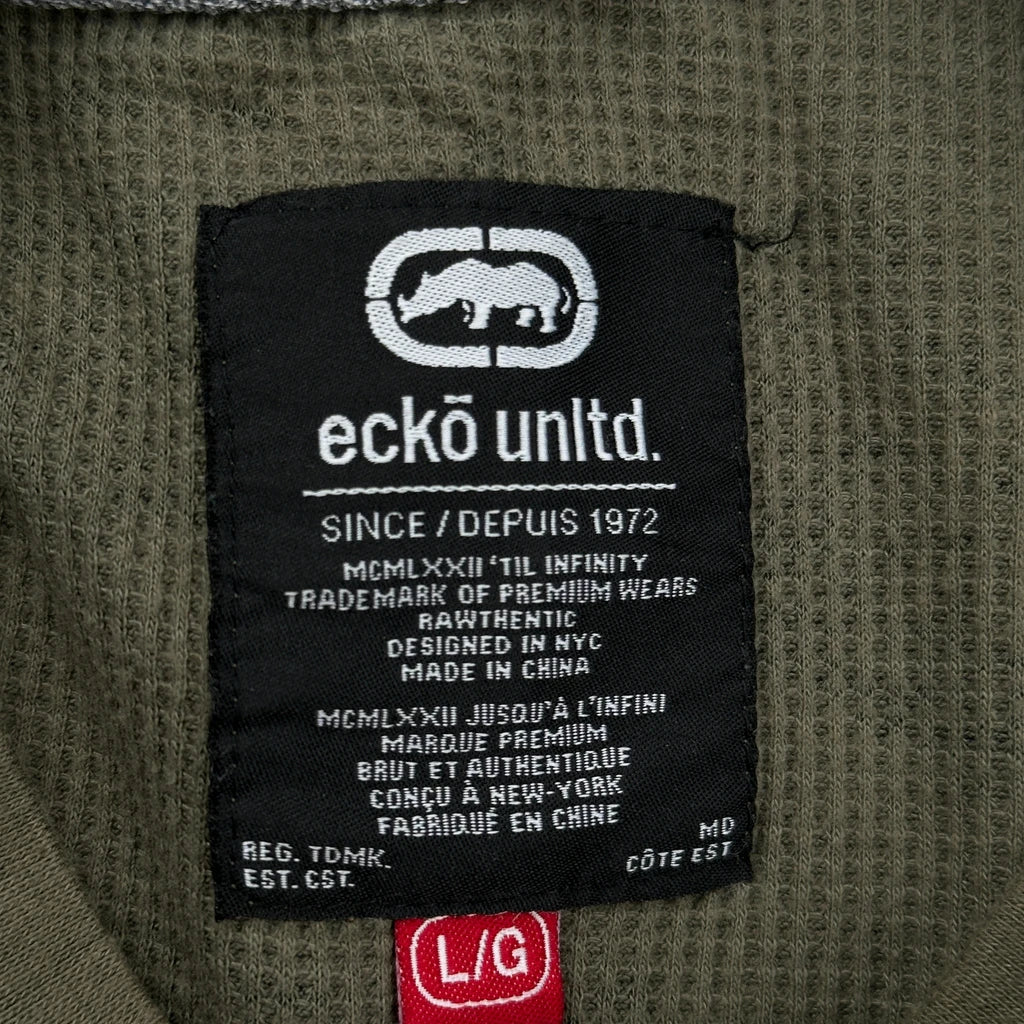 Ecko Unltd Camo Long Sleeve T-Shirt - Large Green Cotton - Image 3