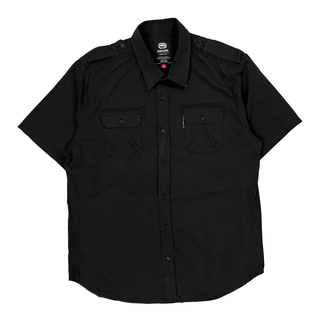Ecko Unltd Short Sleeve Shirt - Large Black Cotton