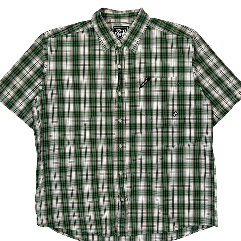 Ecko Unltd Checked Short Sleeve Shirt - XL Green Cotton - Image 5