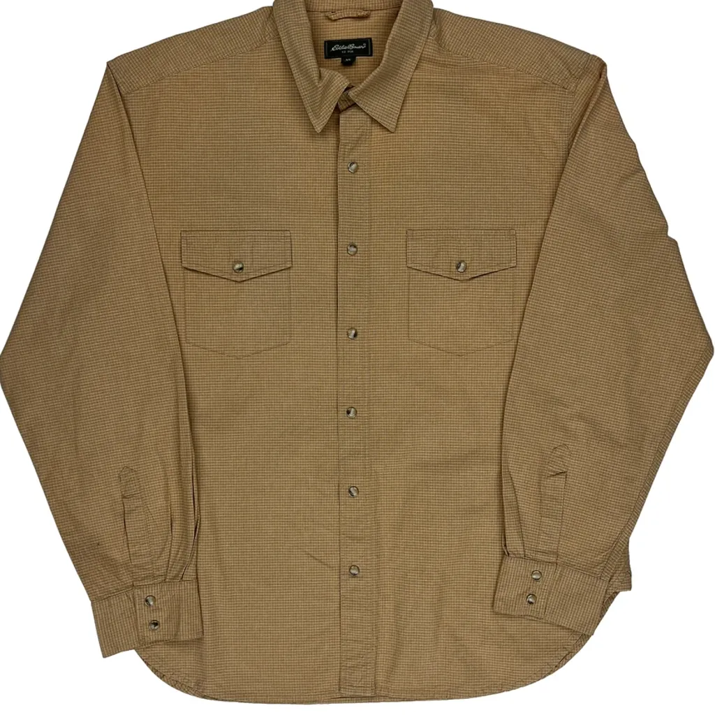 Eddie Bauer Checked Shirt - XL Beige Cotton - Image 5