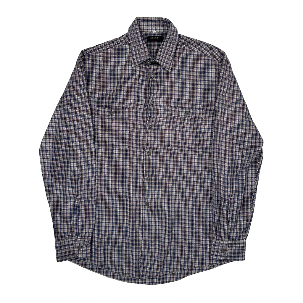 Eddie Bauer Checked Shirt - Medium Blue Cotton
