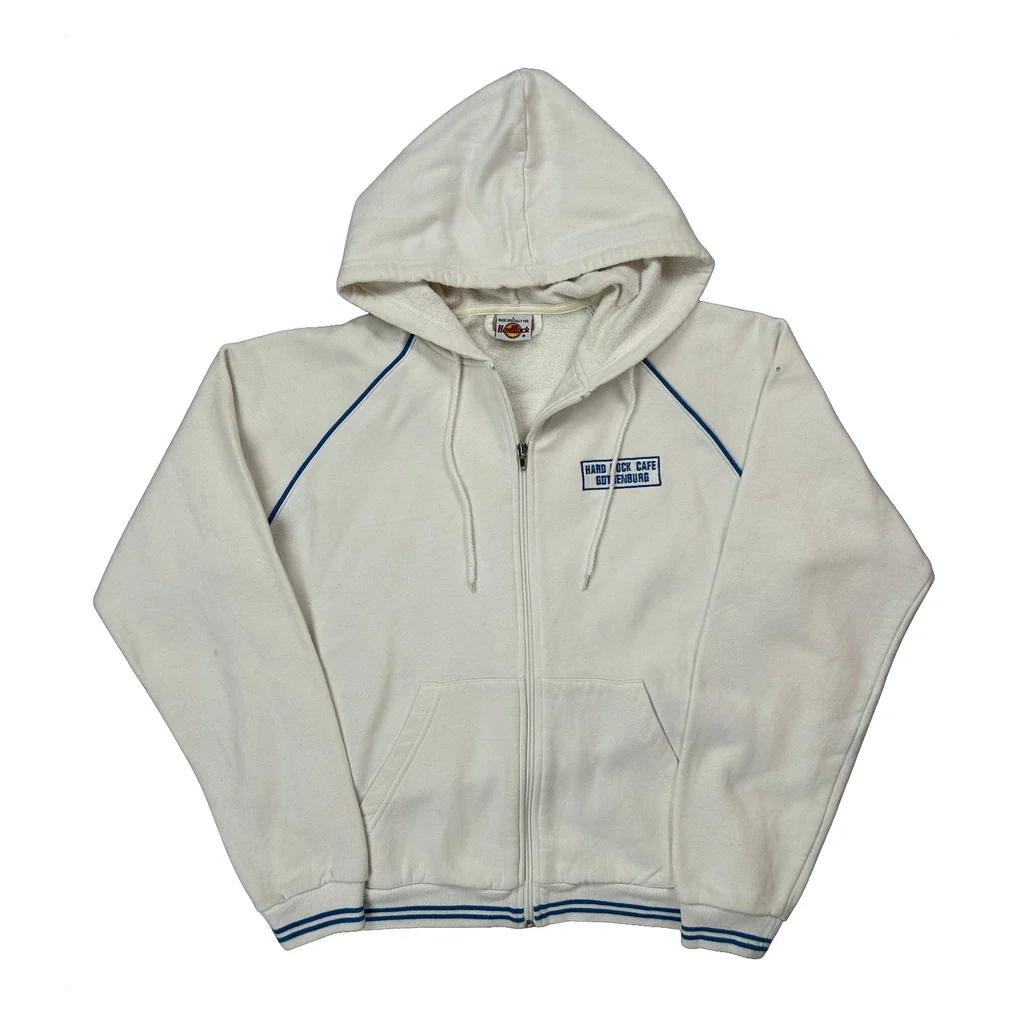Edinburgh Hard Rock Cafe Full Zip Hoodie - Large White Cotton