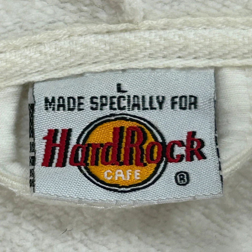 Edinburgh Hard Rock Cafe Full Zip Hoodie - Large White Cotton - Image 3
