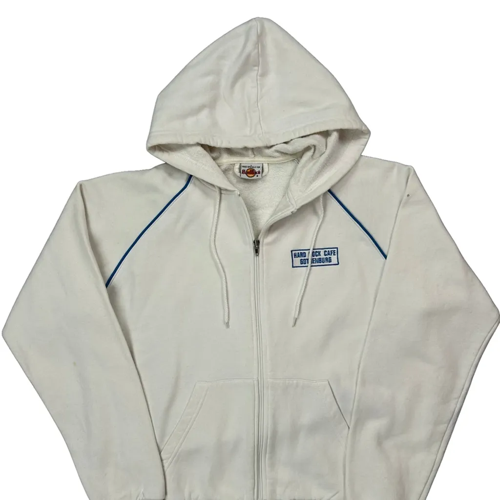 Edinburgh Hard Rock Cafe Full Zip Hoodie - Large White Cotton - Image 4