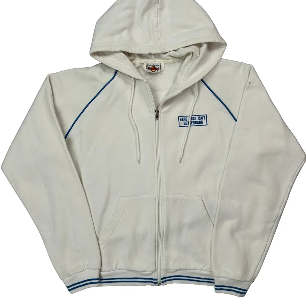 Edinburgh Hard Rock Cafe Full Zip Hoodie - Large White Cotton - Image 5