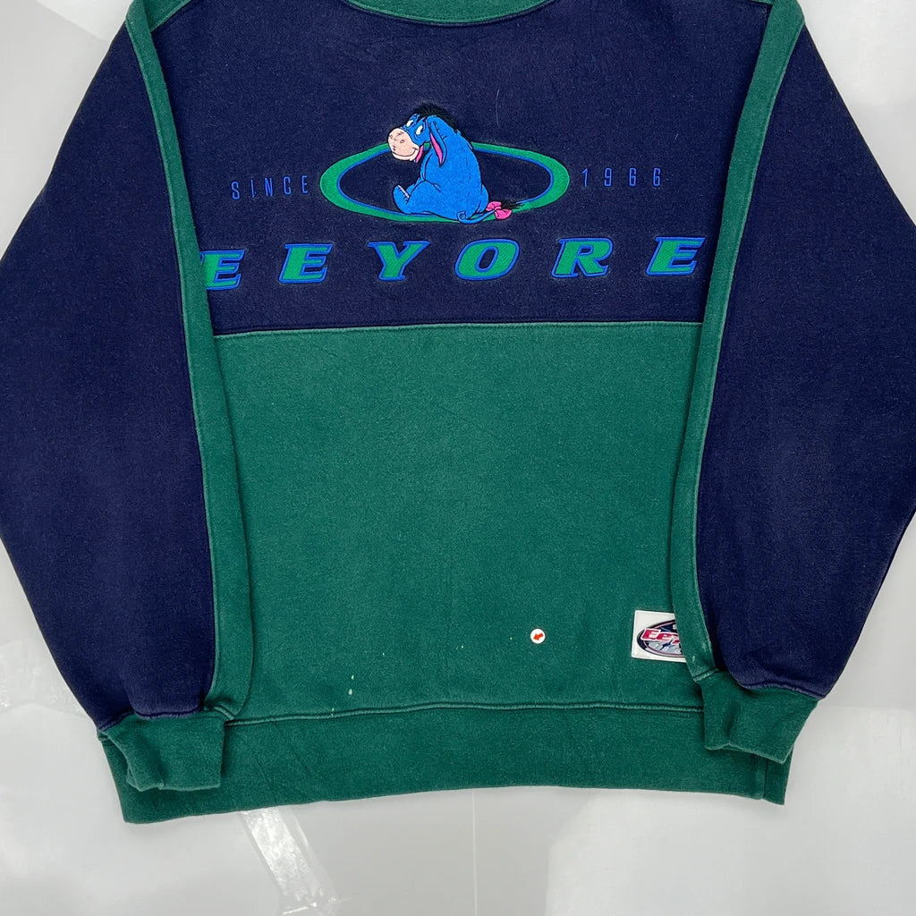Eeyore Character Print Disney Cartoon Sweatshirt - Small Green Cotton - Image 3