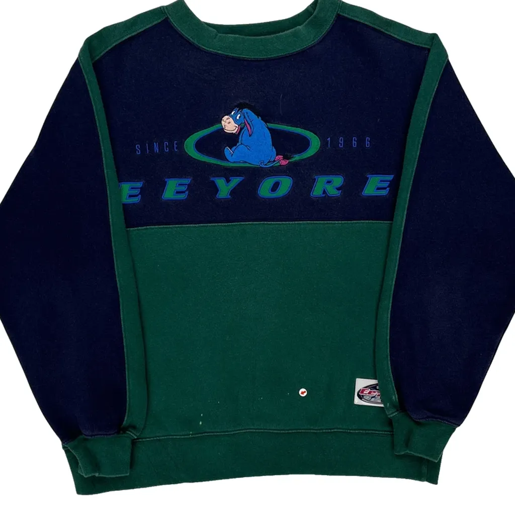 Eeyore Character Print Disney Cartoon Sweatshirt - Small Green Cotton - Image 5