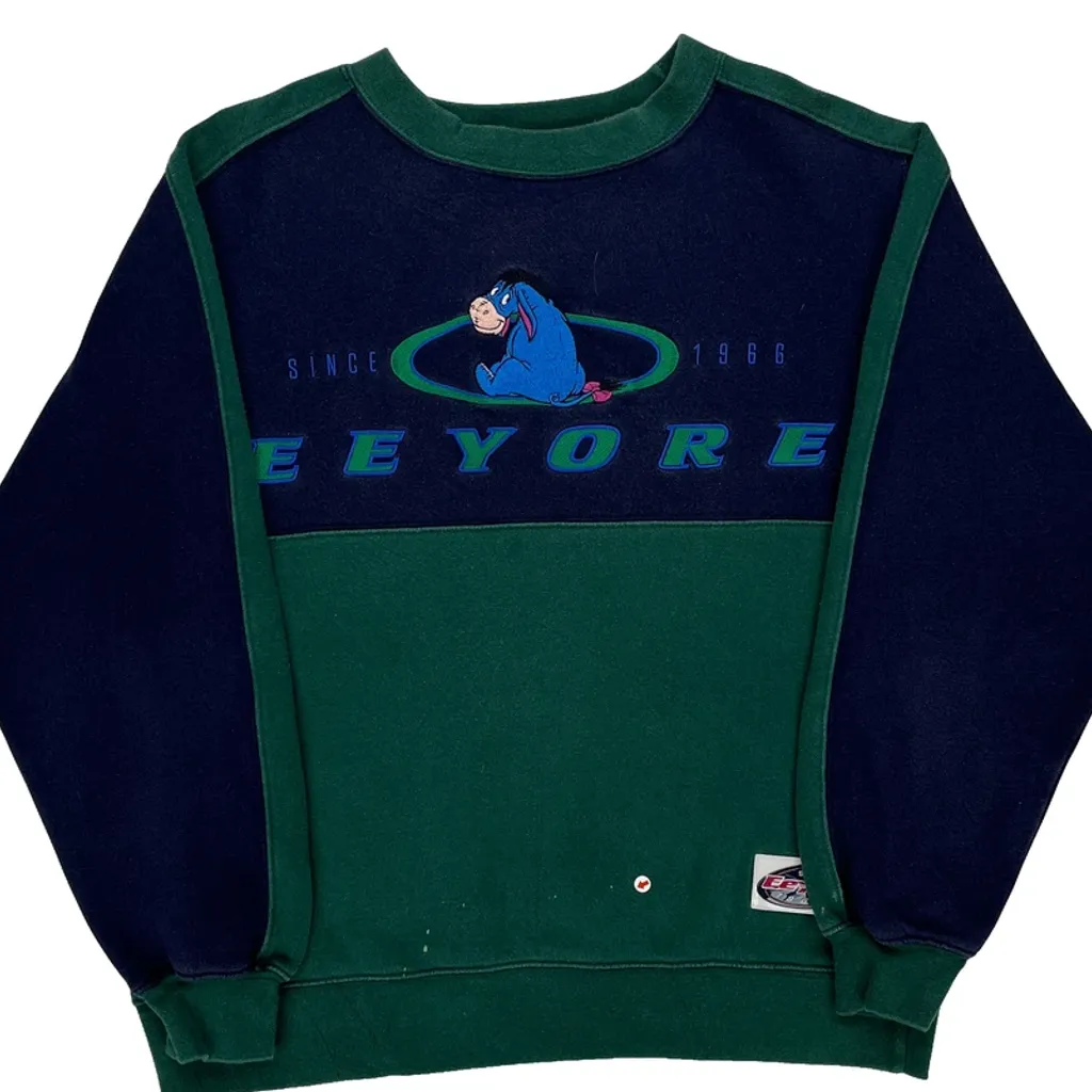 Eeyore Character Print Disney Cartoon Sweatshirt - Small Green Cotton - Image 6