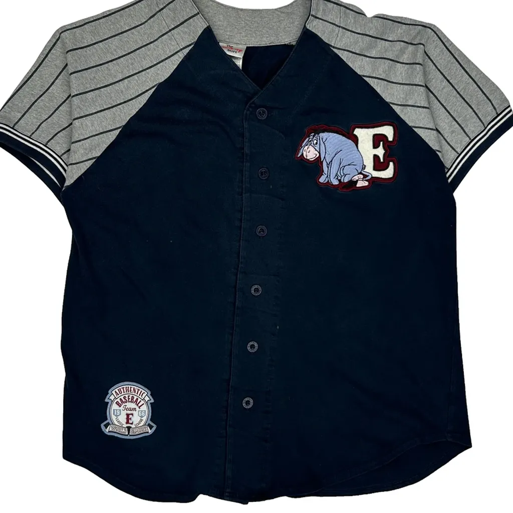 Eeyore Disney Cartoon Baseball Jersey - Small Navy Cotton - Image 4
