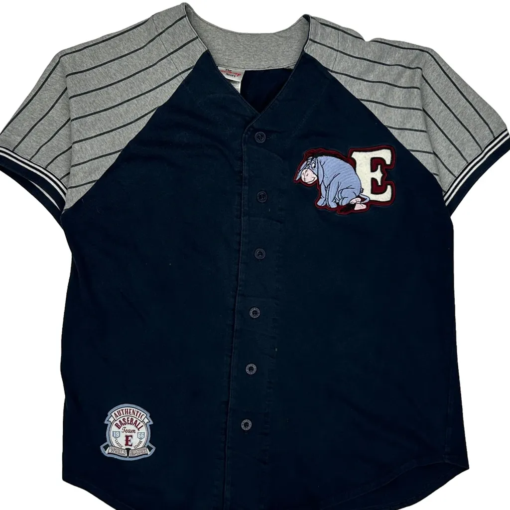 Eeyore Disney Cartoon Baseball Jersey - Small Navy Cotton - Image 5