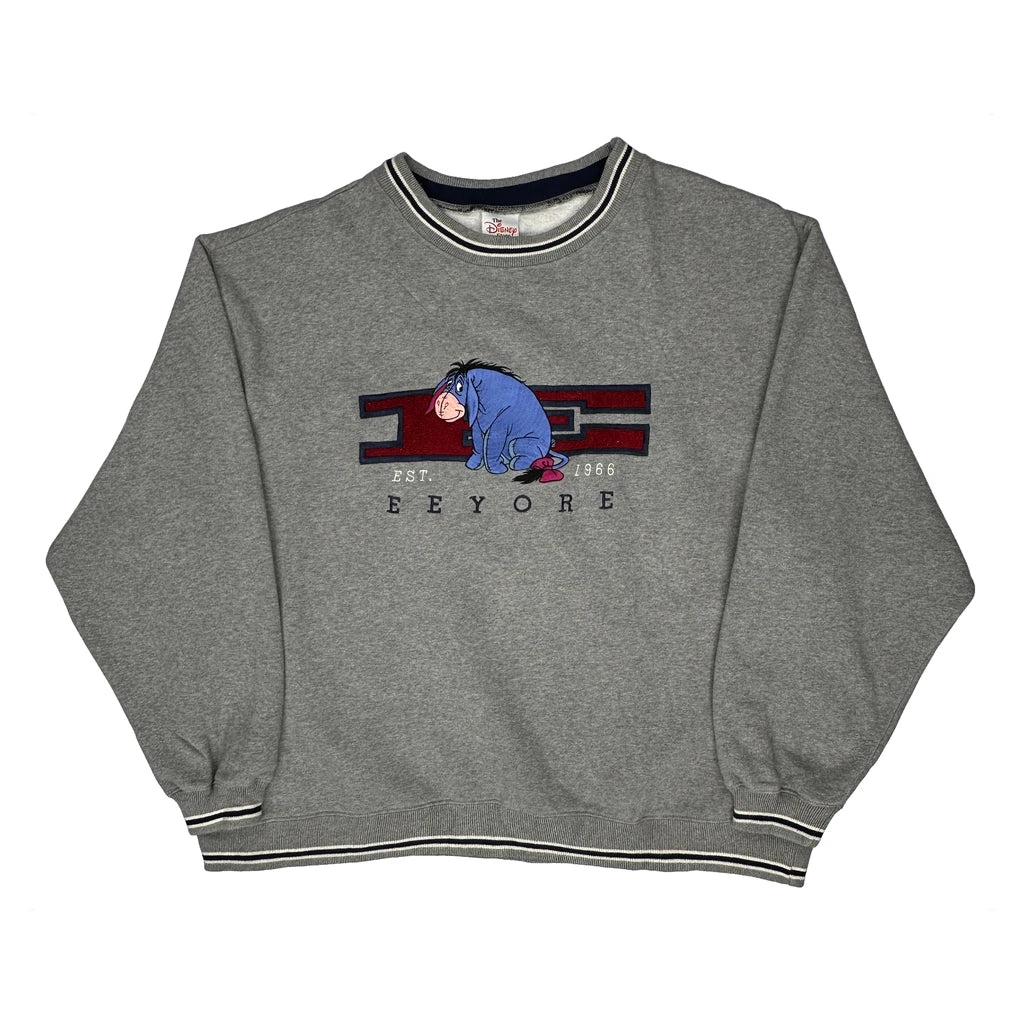 Eeyore Disney Cartoon Sweatshirt - 2XL Grey Cotton