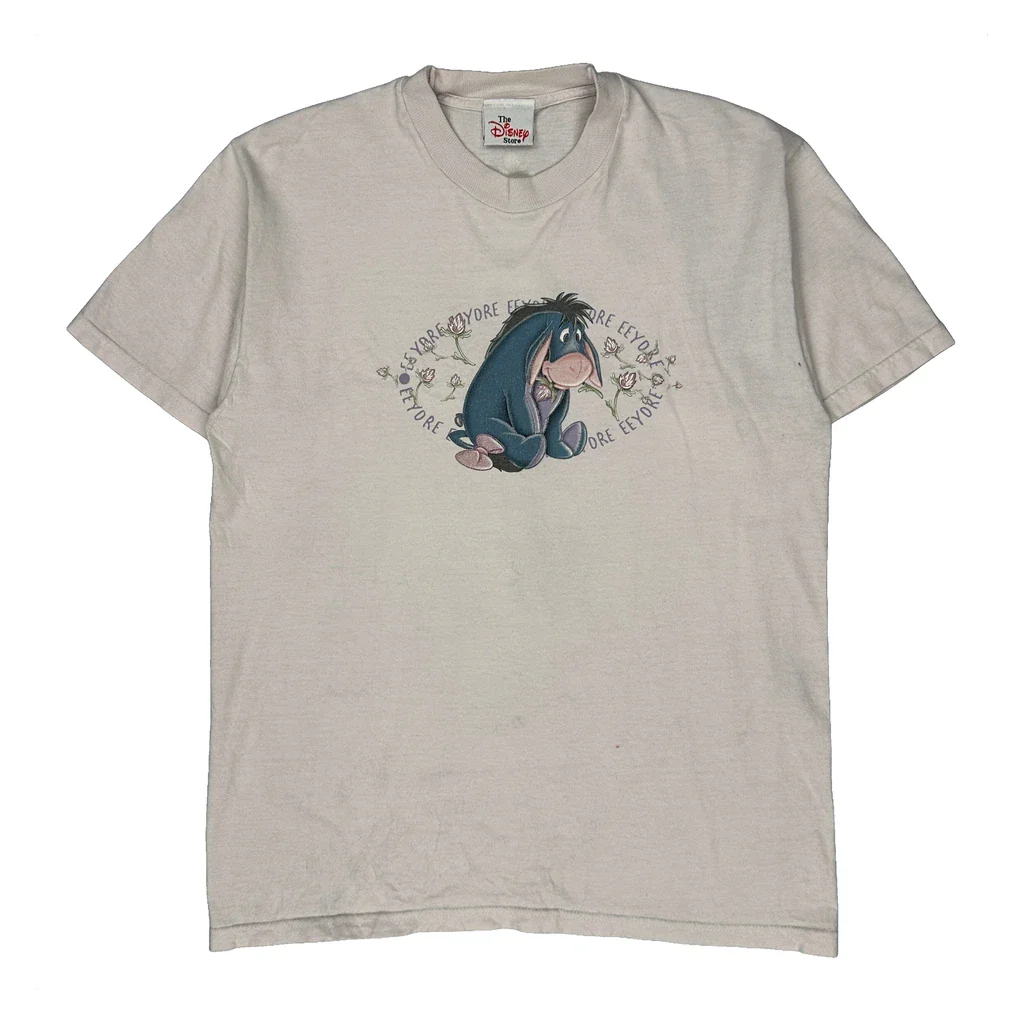 Eeyore Disney Cartoon T-Shirt - Medium White Cotton