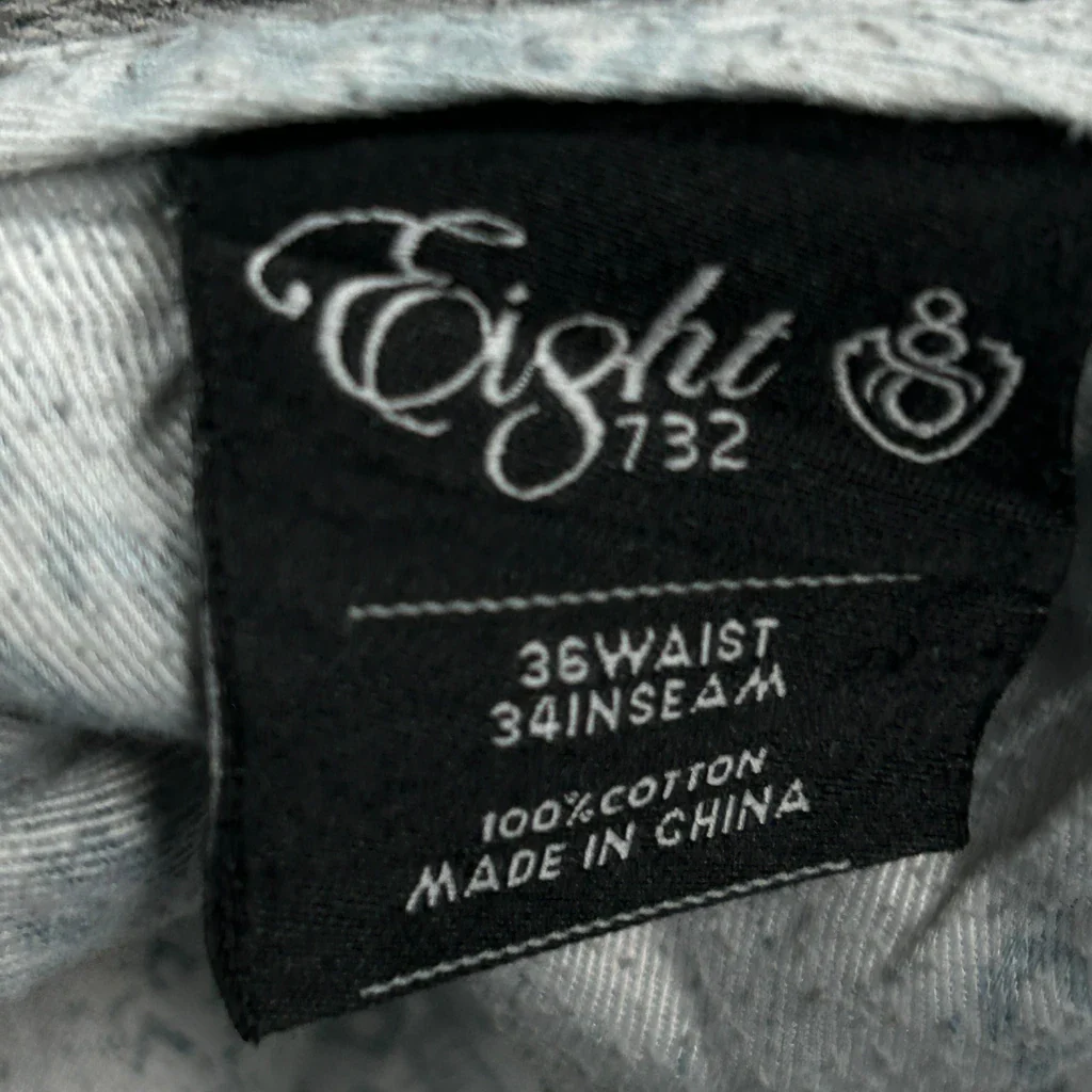 Eight Embroidered Jeans - 34W 31L Grey Cotton - Image 6