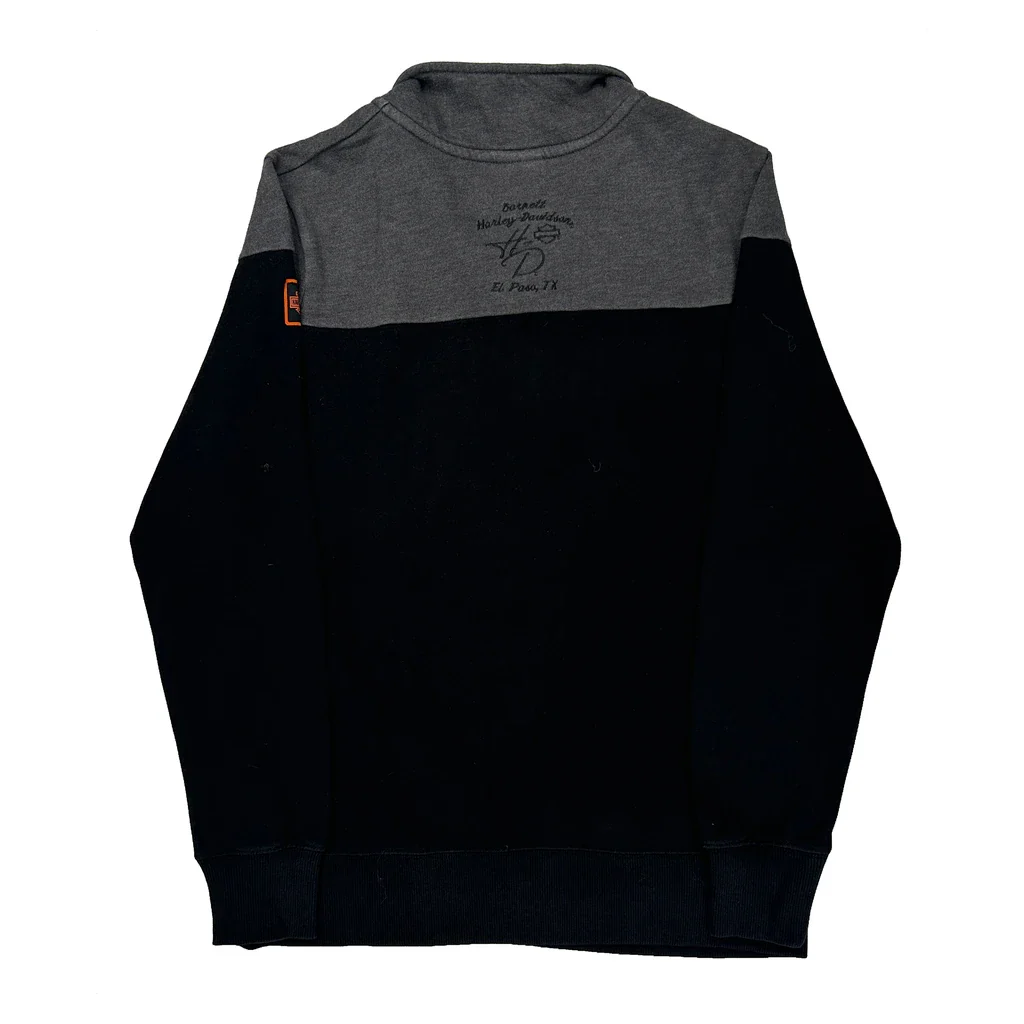 El Paso, Tx Harley Davidson Spellout 1/4 Zip - Medium Black Cotton Blend - Image 2