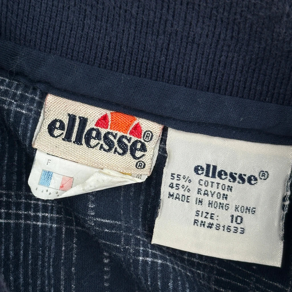 Ellesse Checked Polo Shirt - Small Blue Cotton Blend - Image 3