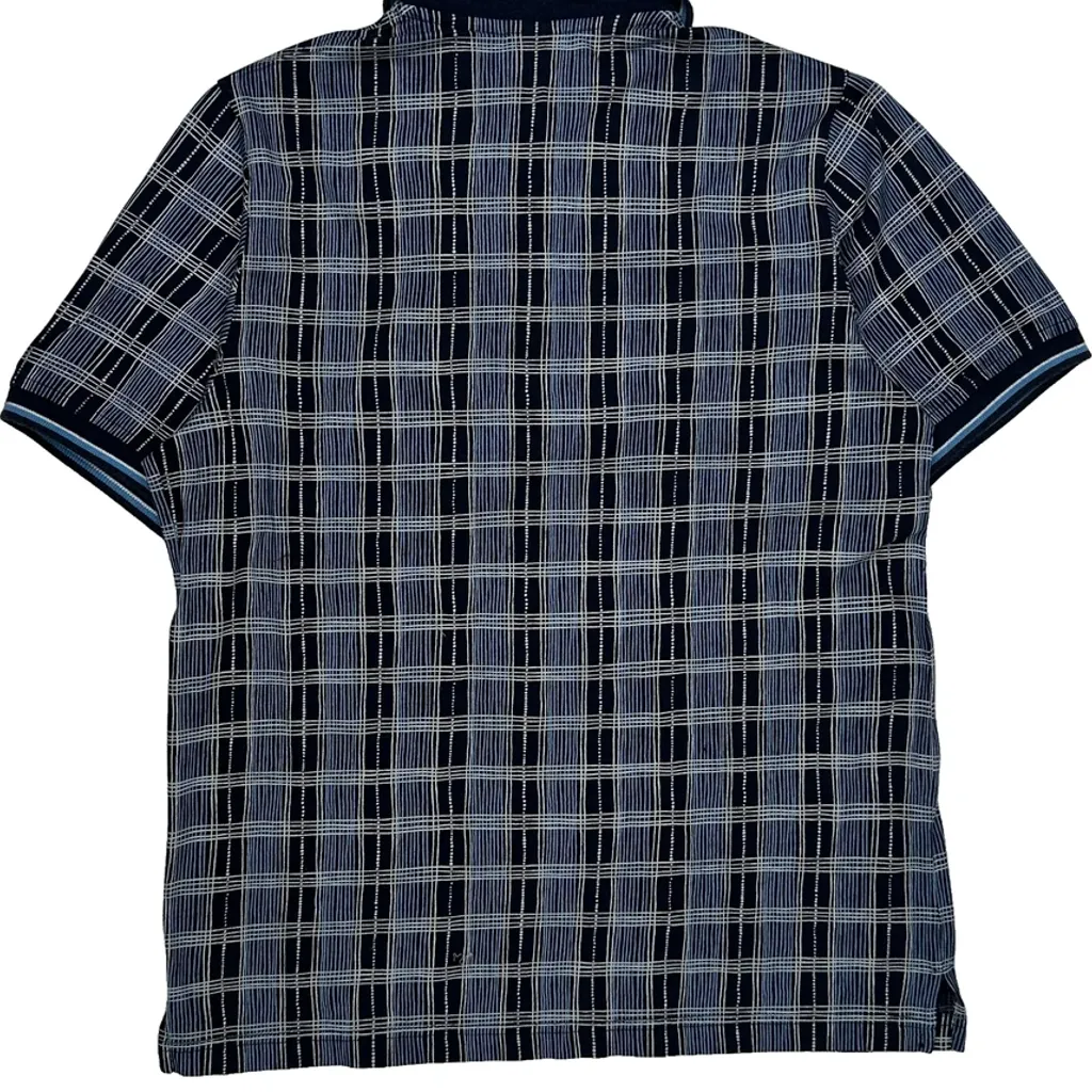 Ellesse Checked Polo Shirt - Small Blue Cotton Blend - Image 7