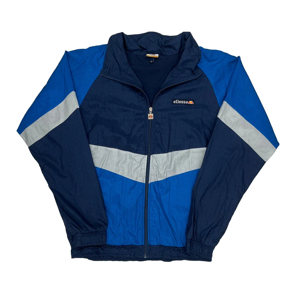 Ellesse Striped Track Jacket - XL Blue Polyester