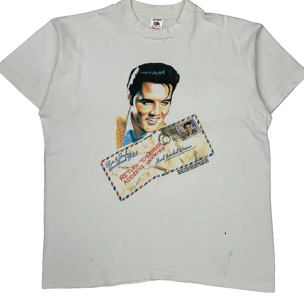 Elvis Presley Fruit Of The Loom Single Stitch T-Shirt - XL White Cotton - Image 5