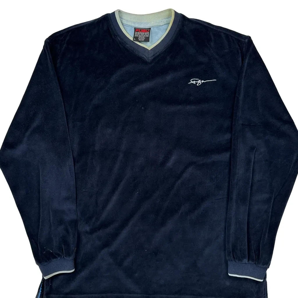 Embroidered Logo Fubu Fleece - Large Navy Cotton Blend - Image 5