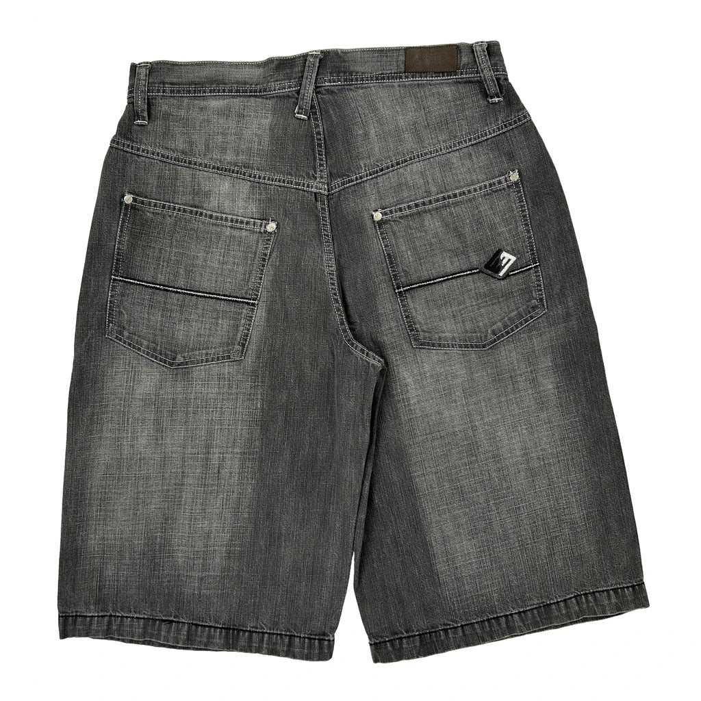 Enyce Baggy Denim Shorts - 32W 12L Grey Cotton