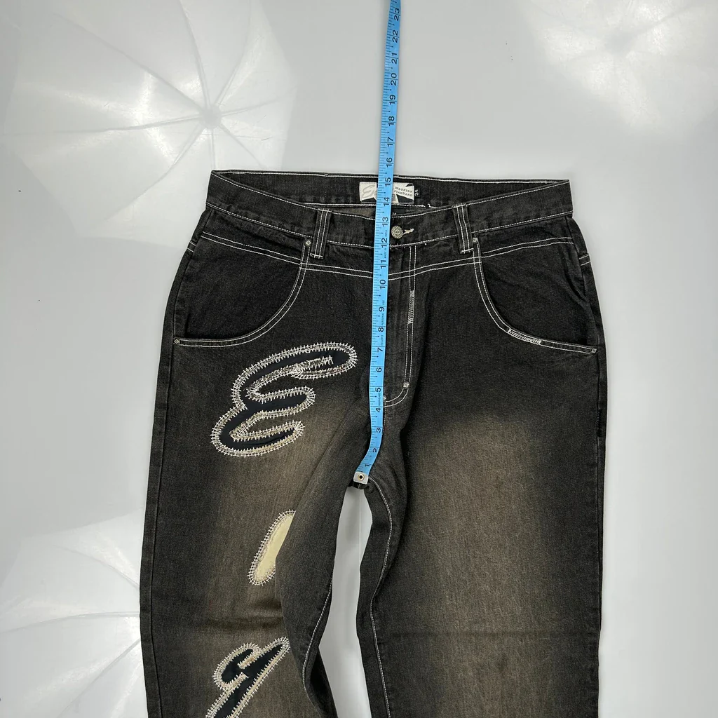 Enyce Baggy Graphic Jeans - 34W 32L Black Cotton - Image 4