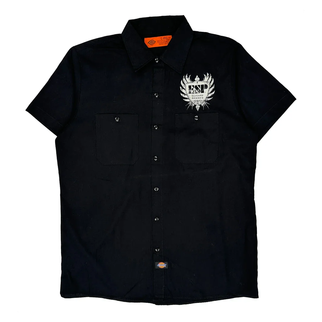 Esp Guitars Logo Dickies Graphic Short Sleeve Shirt - Large Black Polyester Blend
