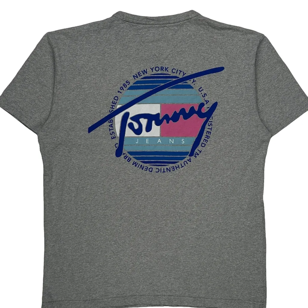 Established 1985 New York City Tommy Jeans Graphic T-Shirt - Large Grey Cotton - Image 6