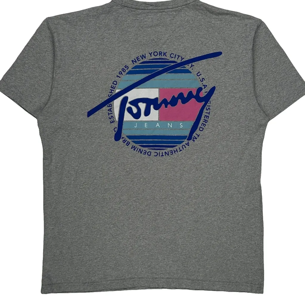 Established 1985 New York City Tommy Jeans Graphic T-Shirt - Large Grey Cotton - Image 7