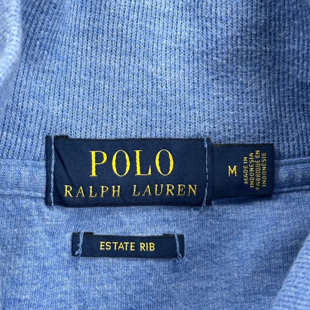 Estate Rib Polo By Ralph Lauren 1/4 Zip - Medium Blue Cotton - Image 3