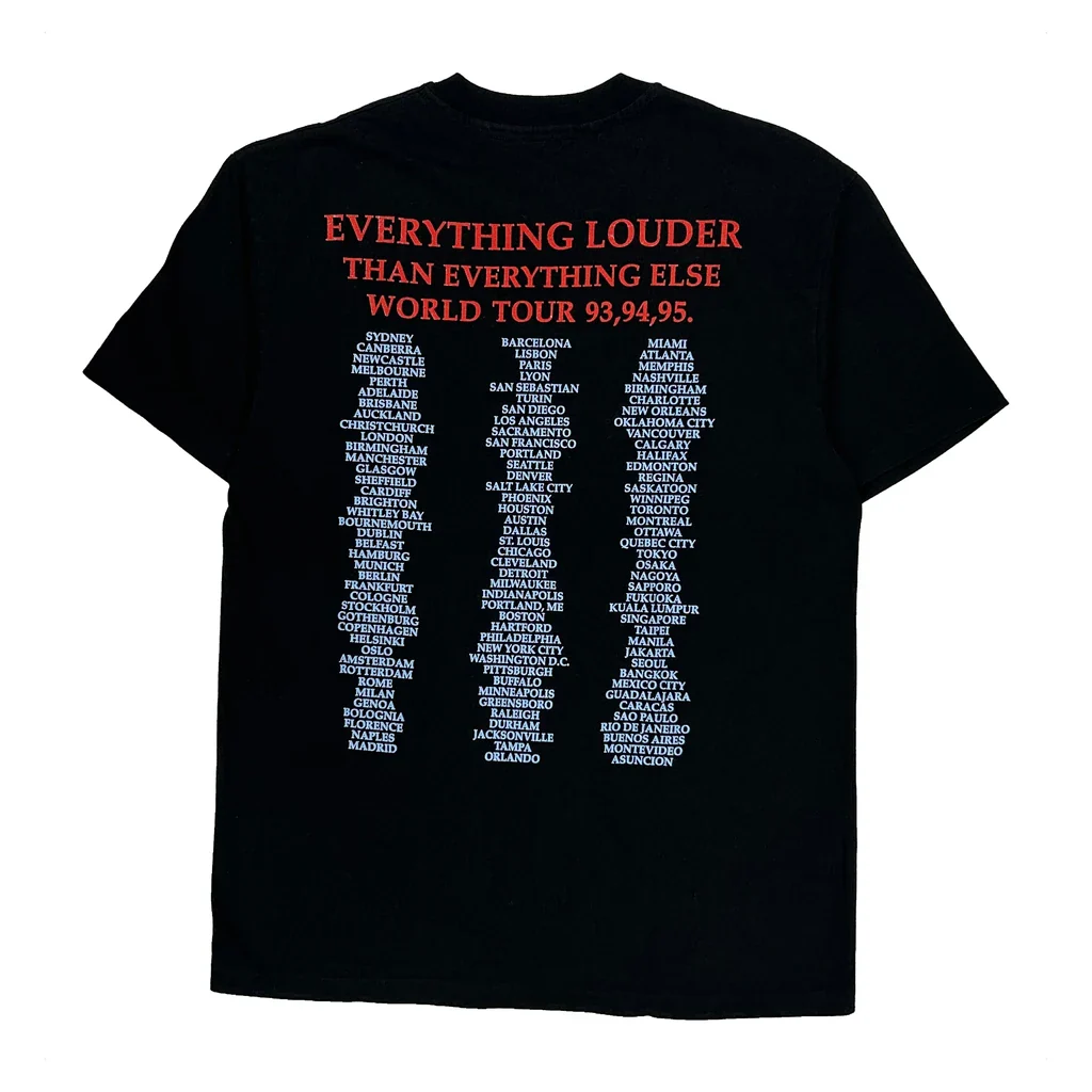 Everything Louder Than Everything Else World Tour 93, 94, 95 Meat Loaf Single Stitch T-Shirt - Small Black Cotton - Image 2