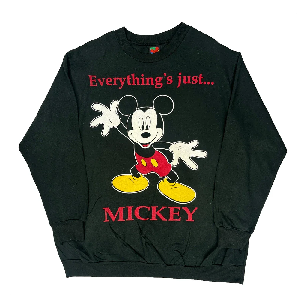 Everything'S Just Mickey Disney Cartoon Sweatshirt - Medium Black Cotton