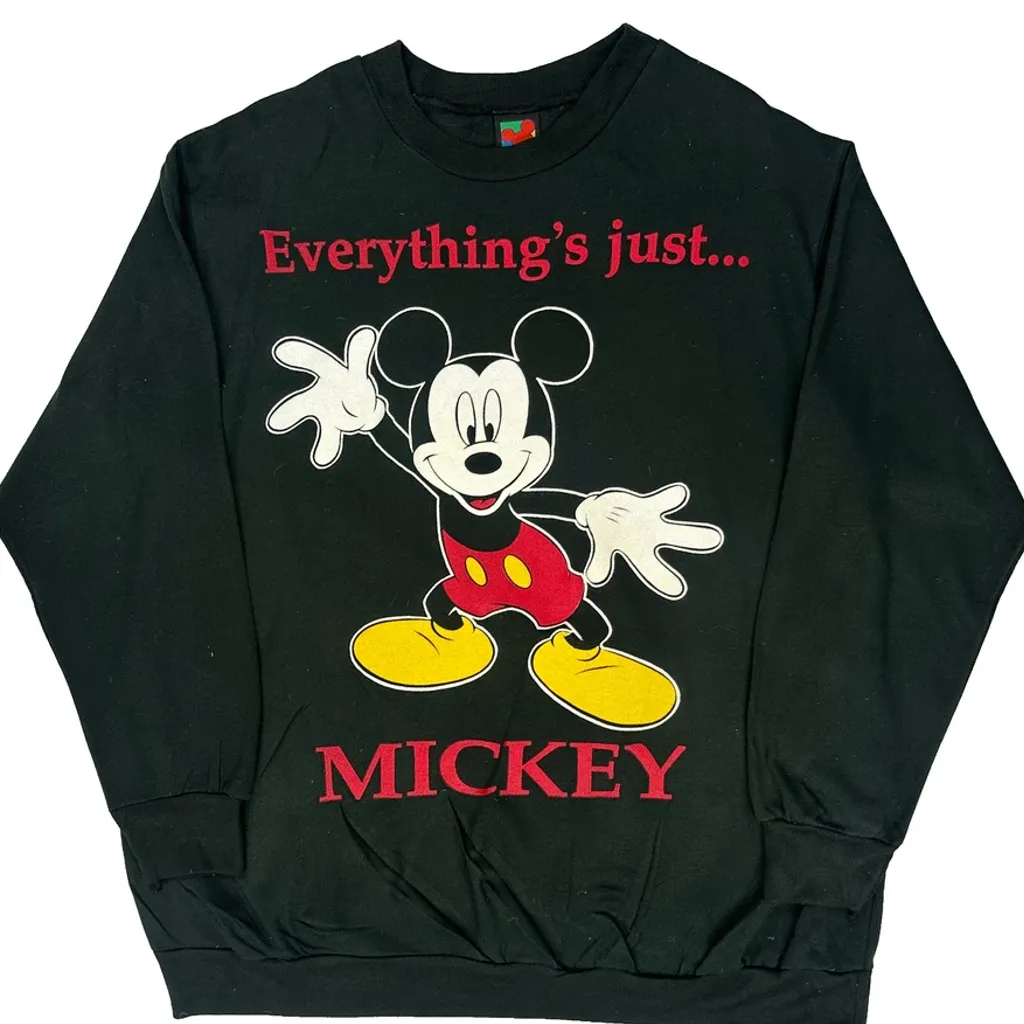Everything'S Just Mickey Disney Cartoon Sweatshirt - Medium Black Cotton - Image 4