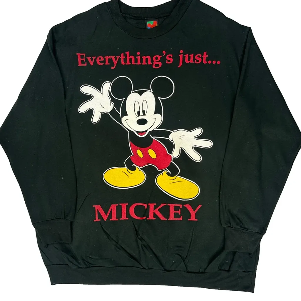 Everything'S Just Mickey Disney Cartoon Sweatshirt - Medium Black Cotton - Image 5