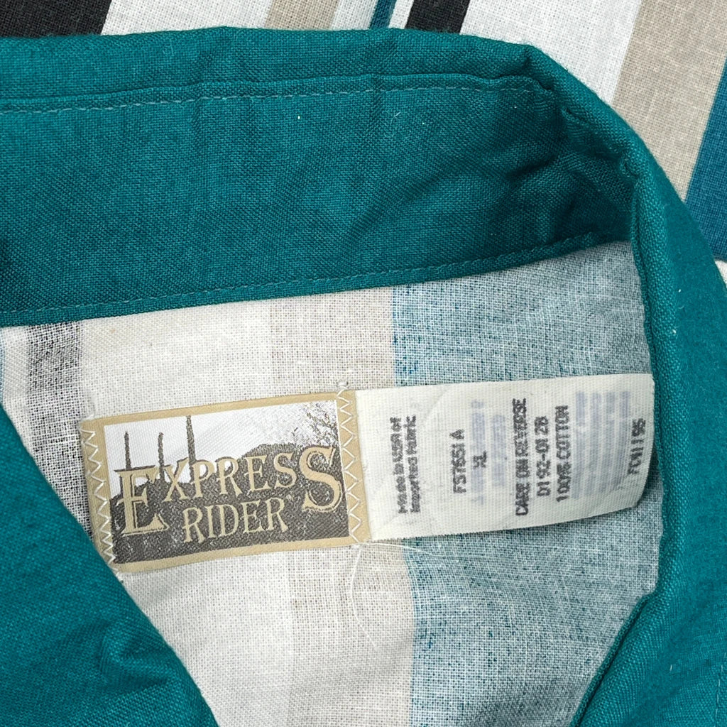 Express Rider Striped Shirt - XL Green Cotton - Image 3