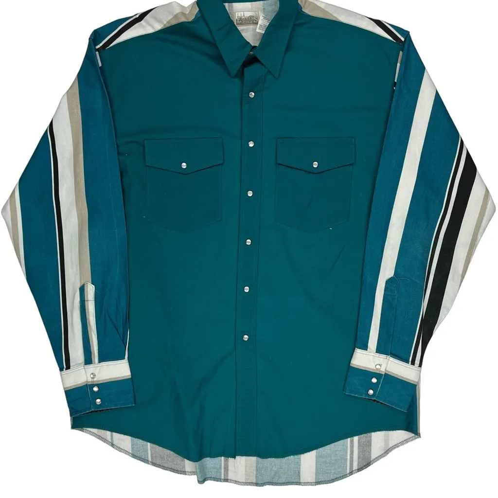 Express Rider Striped Shirt - XL Green Cotton - Image 4