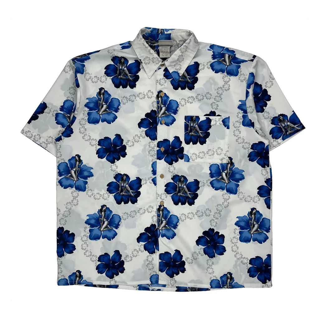 Extreme Gear Floral Hawaiian Shirt - XL Blue Polyester