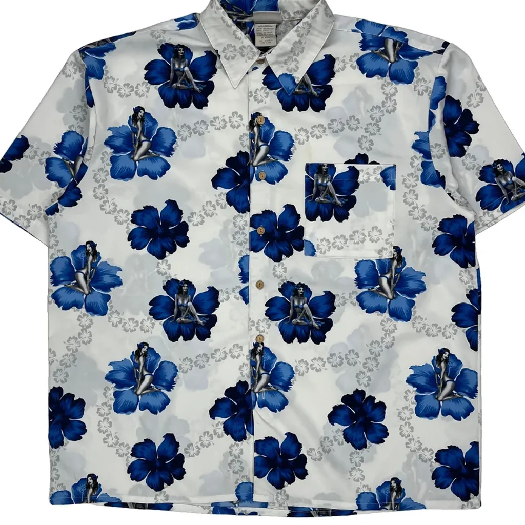Extreme Gear Floral Hawaiian Shirt - XL Blue Polyester - Image 4