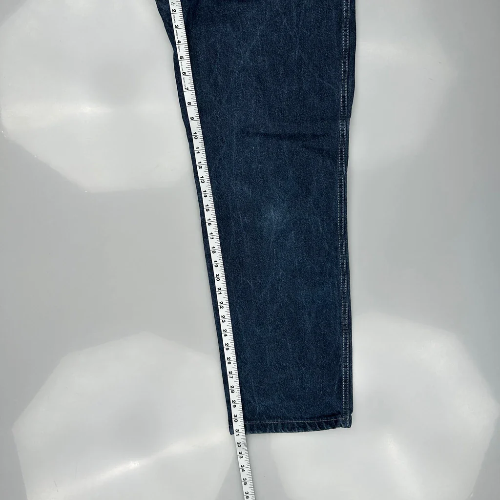 Eyes Embroidery No Fear Baggy Carpenter Jeans - 31W 31L Blue Denim - Image 5