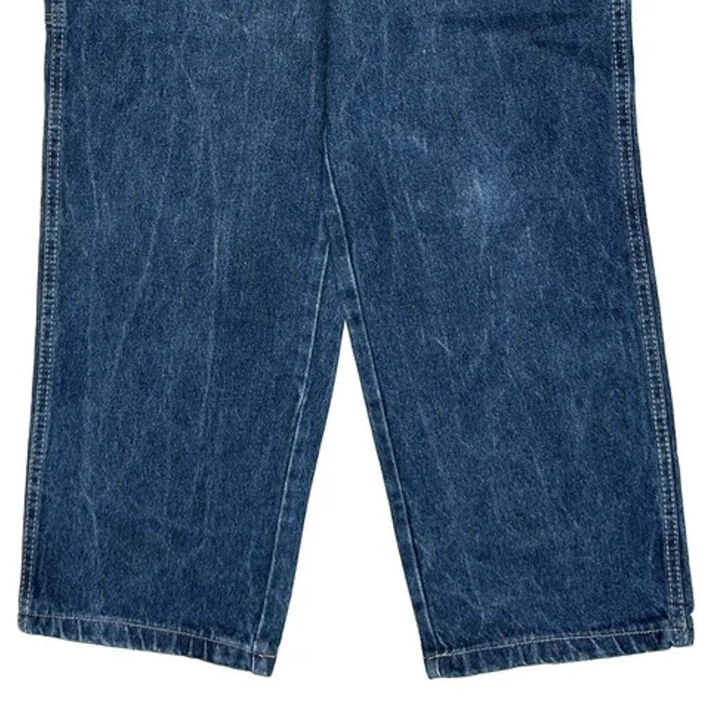 Eyes Embroidery No Fear Baggy Carpenter Jeans - 31W 31L Blue Denim - Image 9
