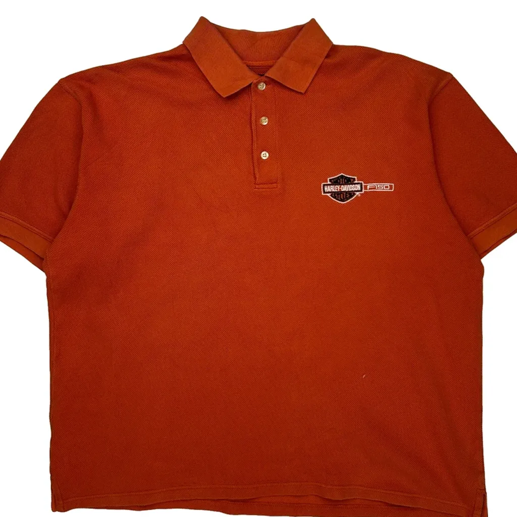 F-150 Harley Davidson Polo Shirt - Large Orange Cotton - Image 4