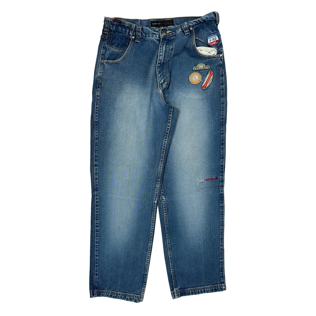 F-92 Fubu Graphic Jeans - 32W 32L Blue Denim - Image 2