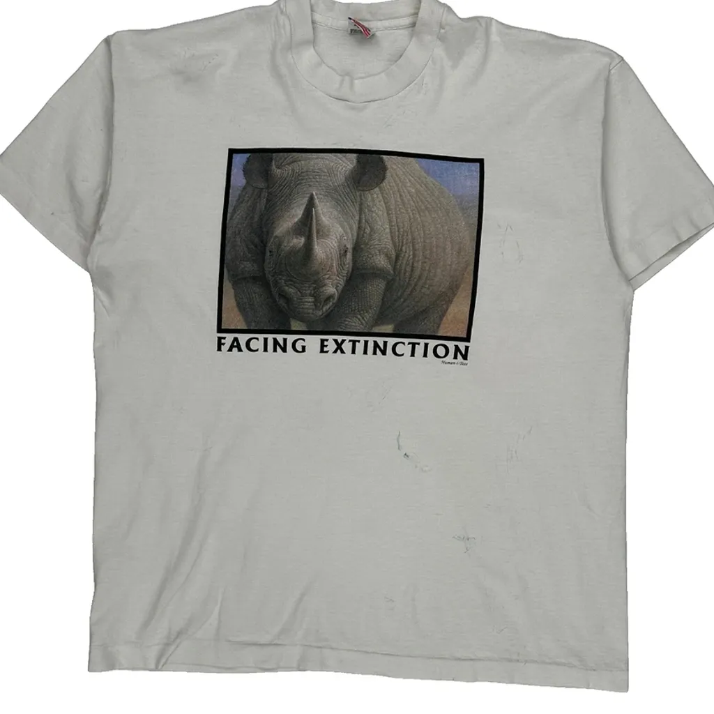 Facing Extinction Fruit Of The Loom Graphic T-Shirt - XL White Cotton - Image 4