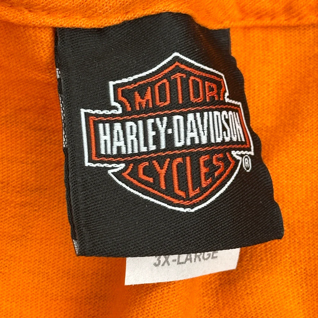 Factory Customs Harley Davidson Graphic Long Sleeve T-Shirt - 3XL Orange Cotton - Image 4
