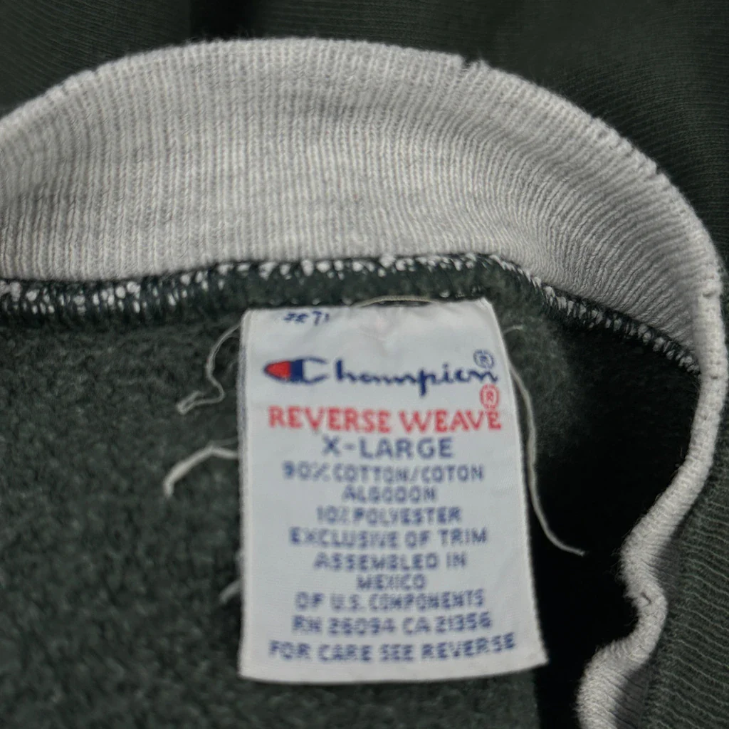 Faded 90S Champion Reverse Weave Sweatshirt - XL Green Cotton - Image 3