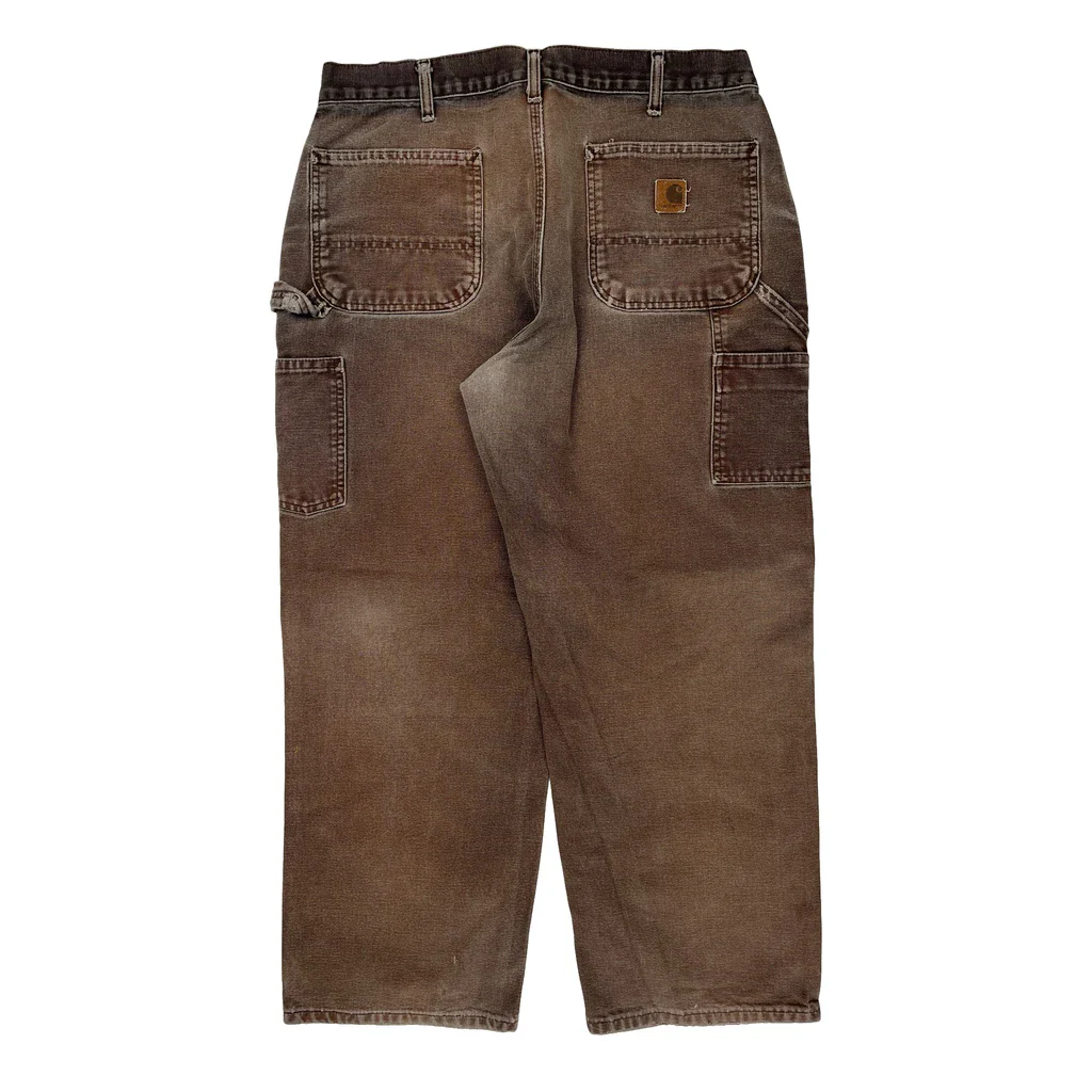 Faded Carhartt B11 Dkb Carpenter Pants - 34W 28L Brown Cotton